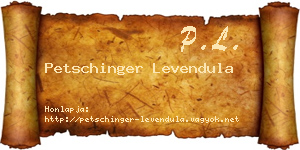 Petschinger Levendula névjegykártya